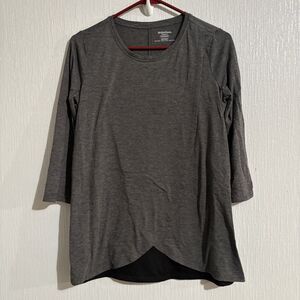Motherhood Maternity Nursing Top 3/4 Sleeve Grey Black Flap Shirt Easy Comfy XS
